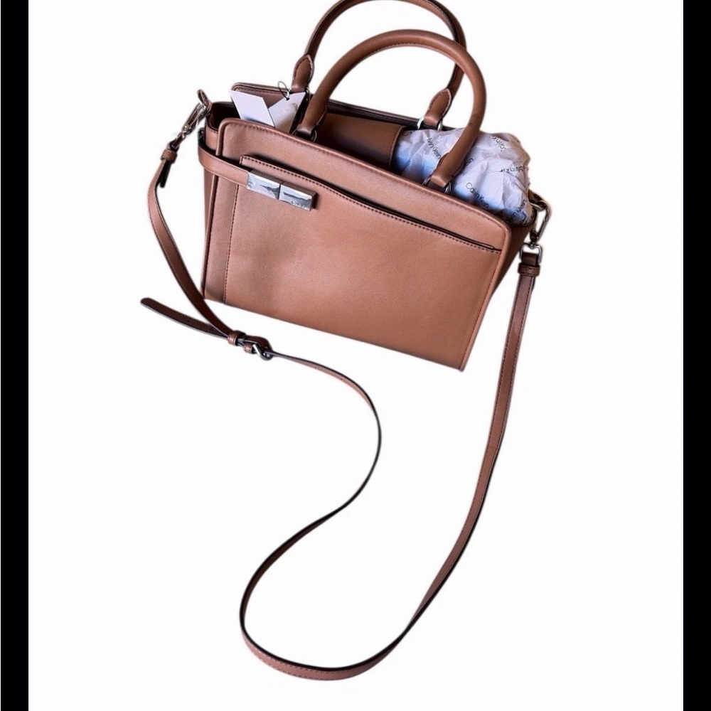 🔥Calvin Klein Jade Tailored Satchel H2GDDNR3 Rosewood Brown Crossbody Bag NWT🔥